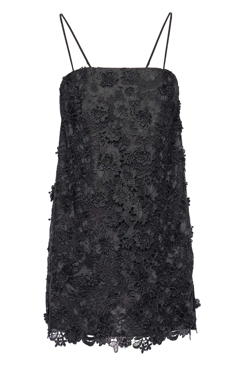 ZIMMERMANN Raie Black Lace Flower Mini Dress