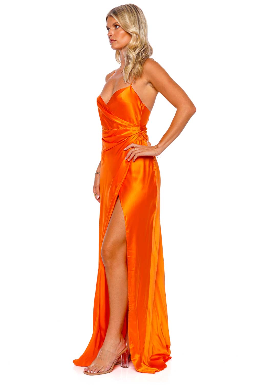 The Sei Tangerine Silk Wrap Gown