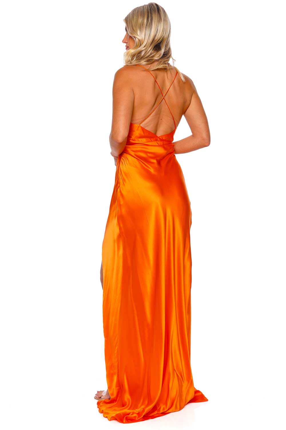 The Sei Tangerine Silk Wrap Gown