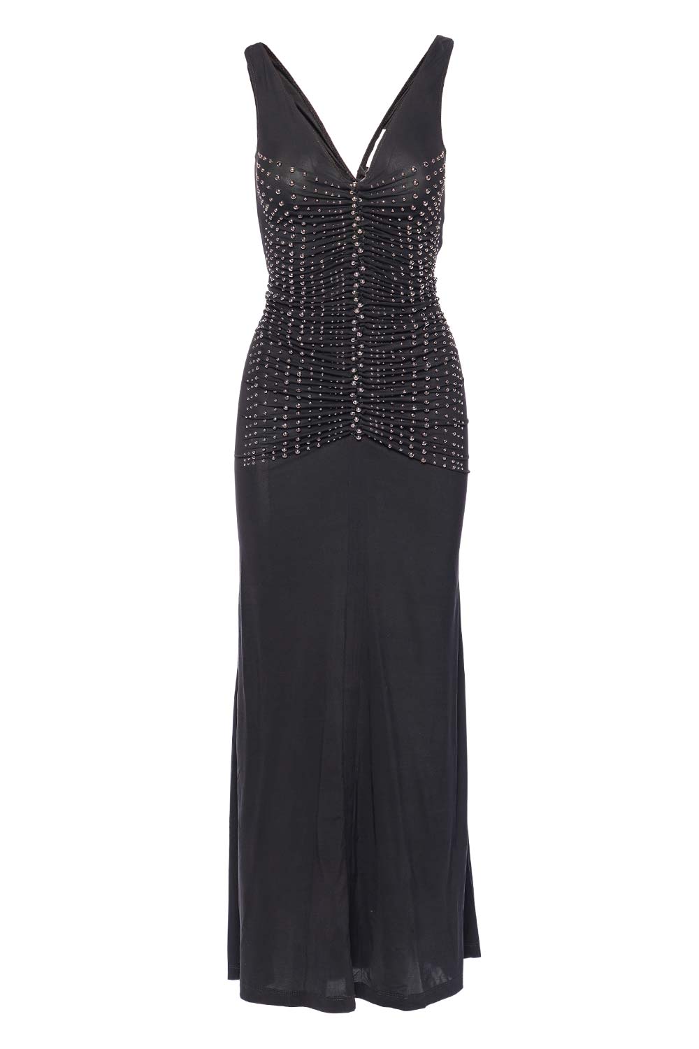 Paco Rabanne Black Studded Sleeveless  Maxi Dress