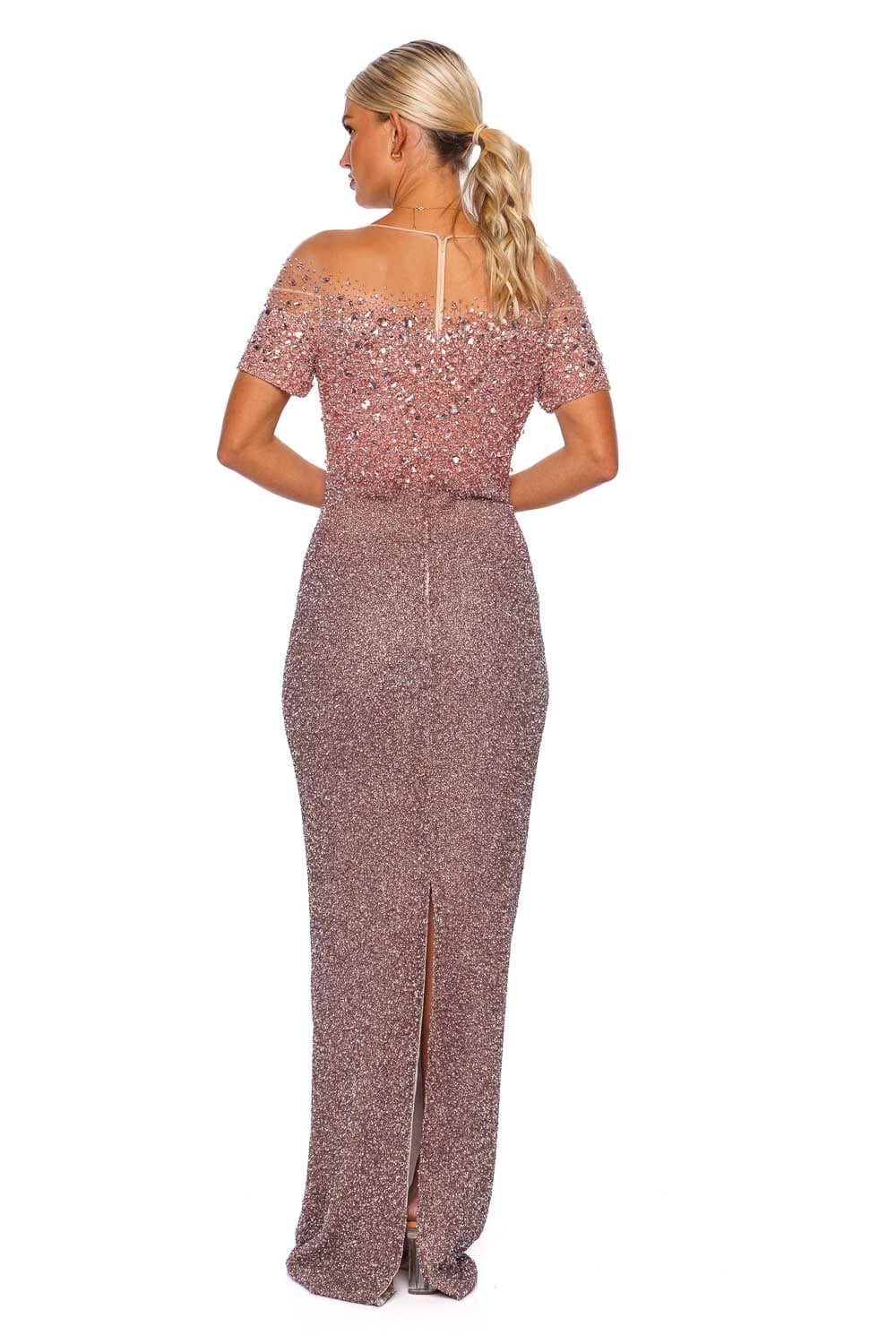 Pamela Roland Ombre Sequin Crystal Gown