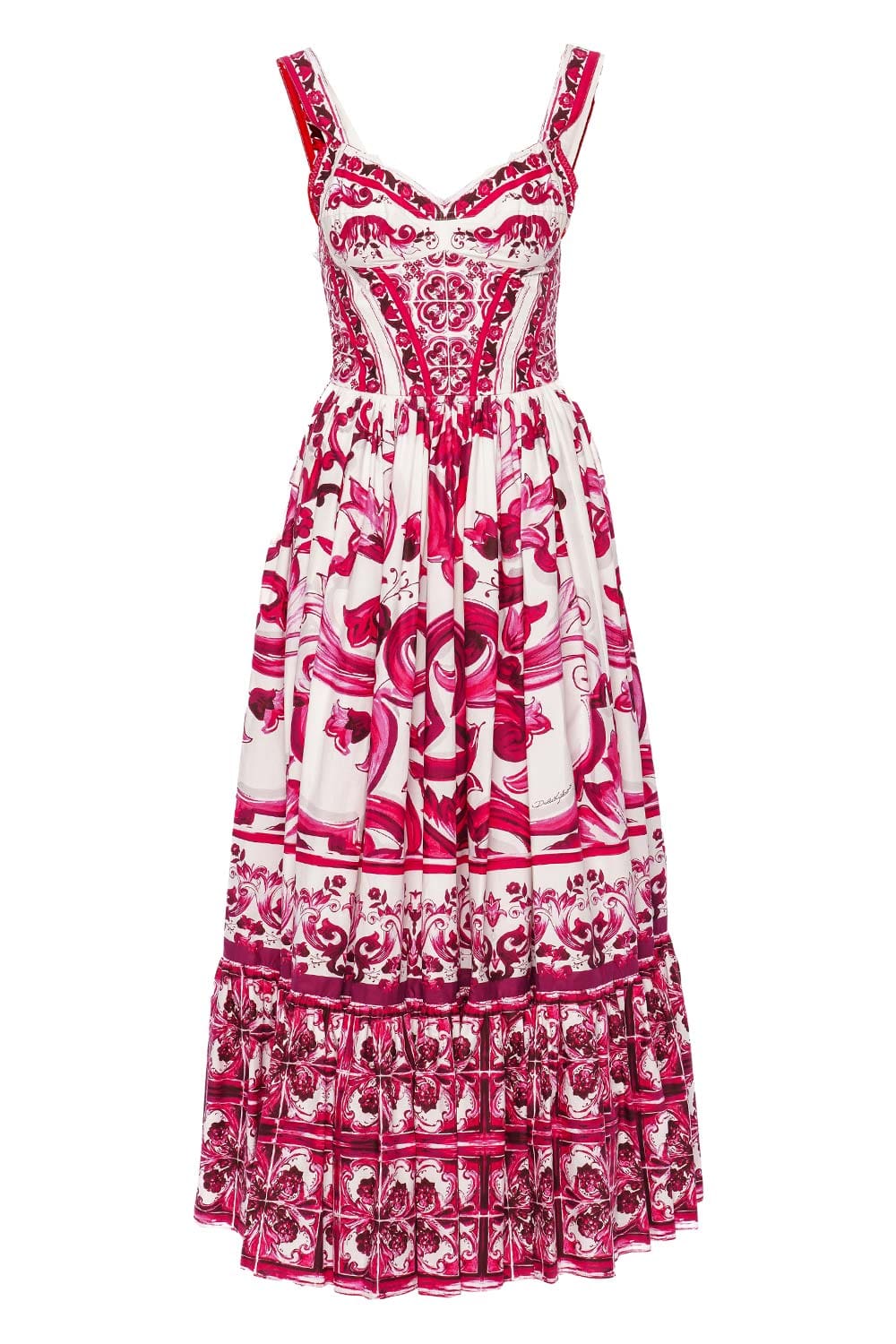 Dolce & Gabbana Tris Maioliche Fuchsia Maxi Dress