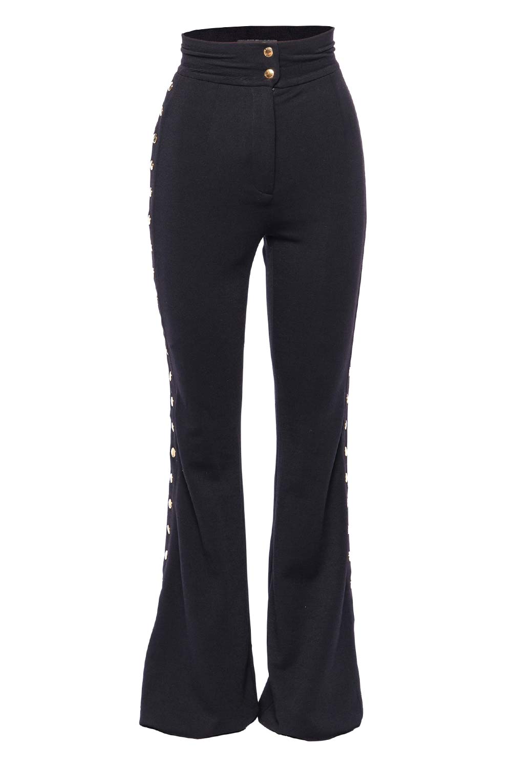 Dolce & Gabbana Black Buttoned Jersey Flared Pants