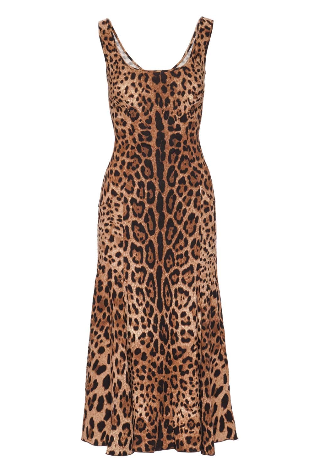 Dolce & Gabbana Leopard Silk Blend Sleeveless Midi Dress