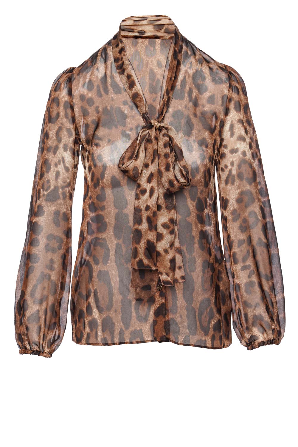 Dolce & Gabbana Leopard Print Pussy-Bow Silk Blouse