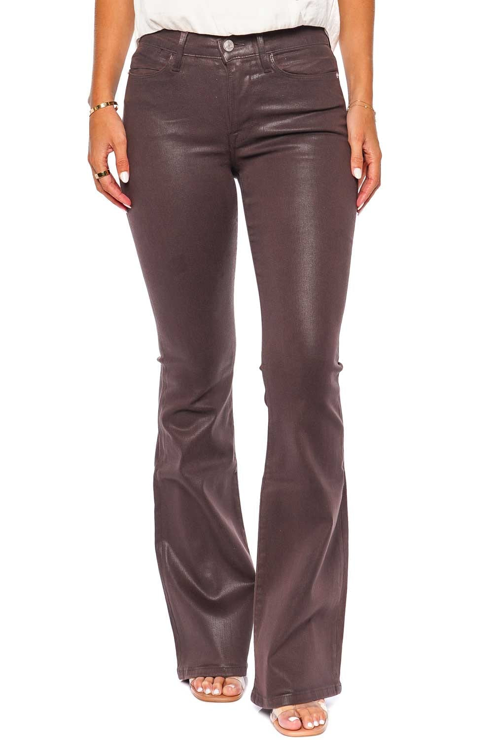 Le High Flare Espresso Coated Jeans