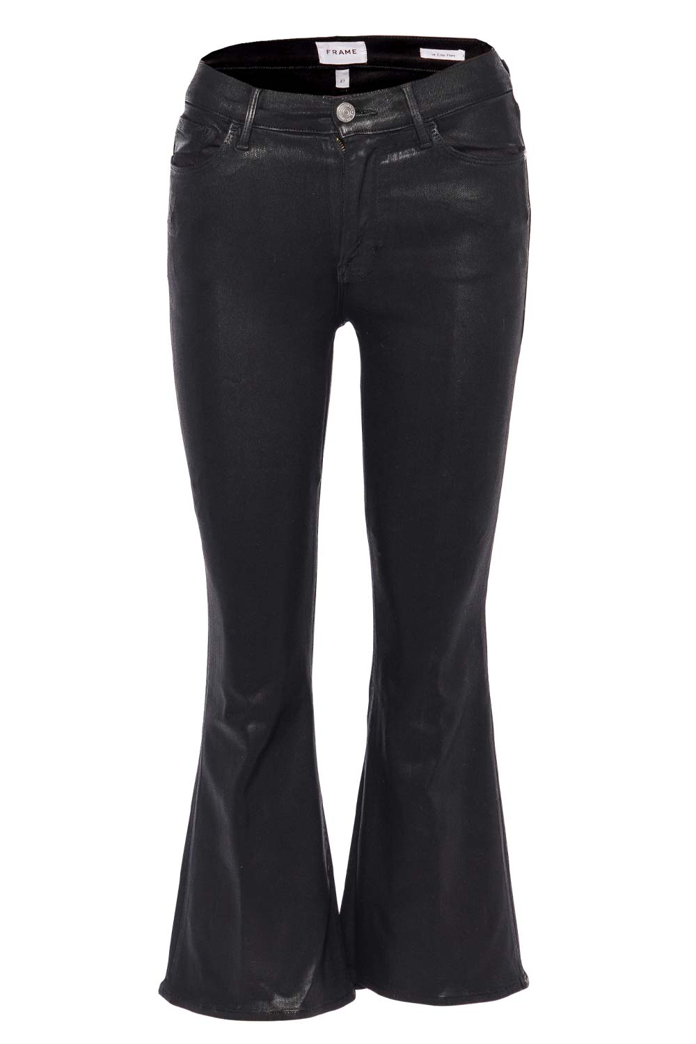 FRAME Le Crop Flared Noir Coated Jeans