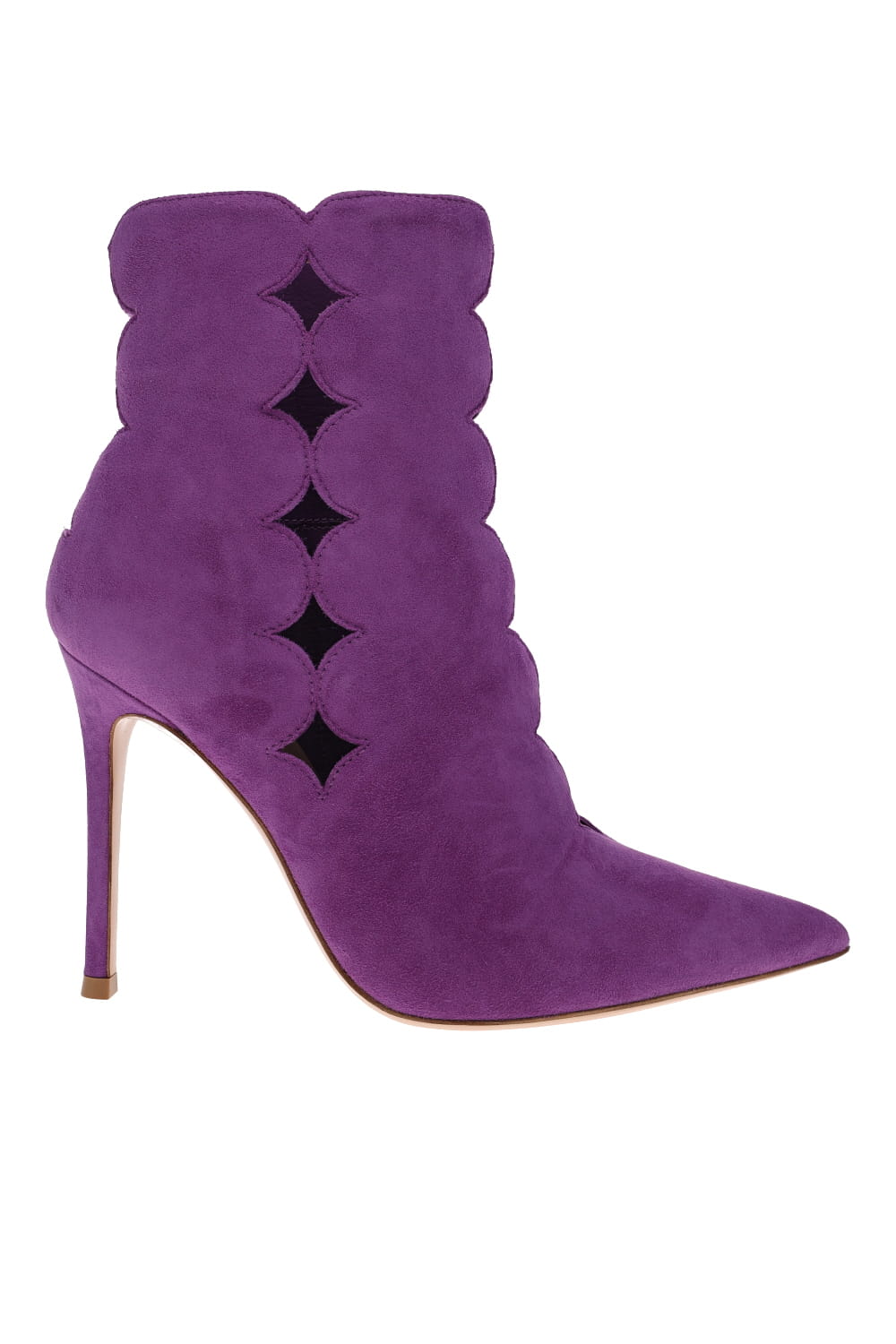 Gianvito Rossi Ariana Purple Suede Cut Out Booties