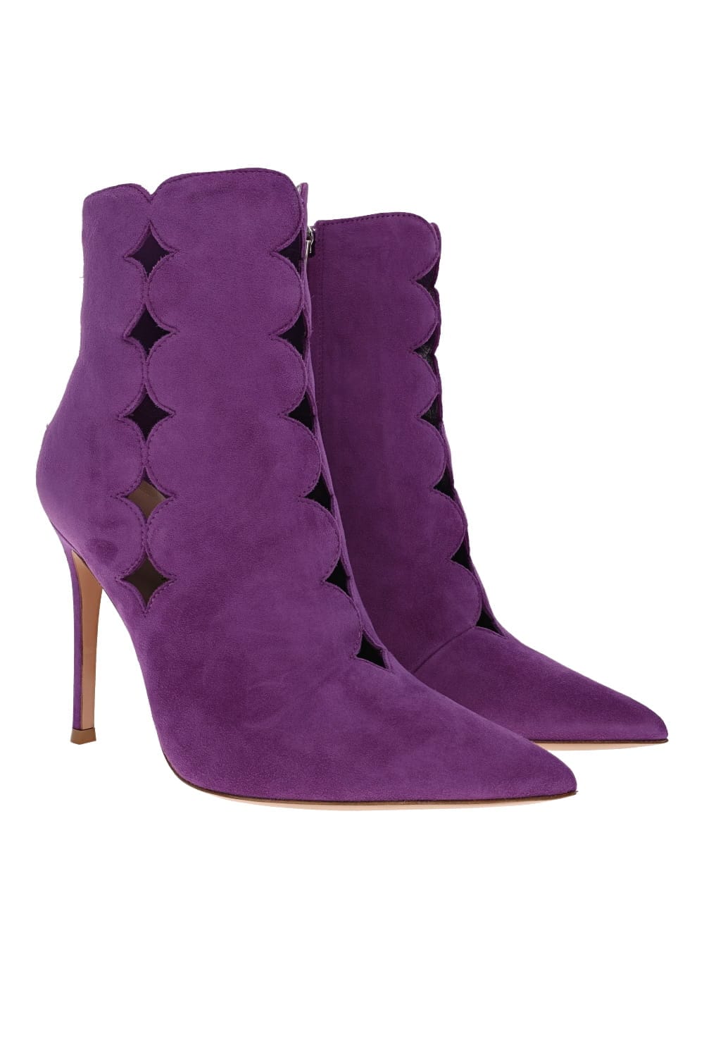 Gianvito Rossi Ariana Purple Suede Cut Out Booties