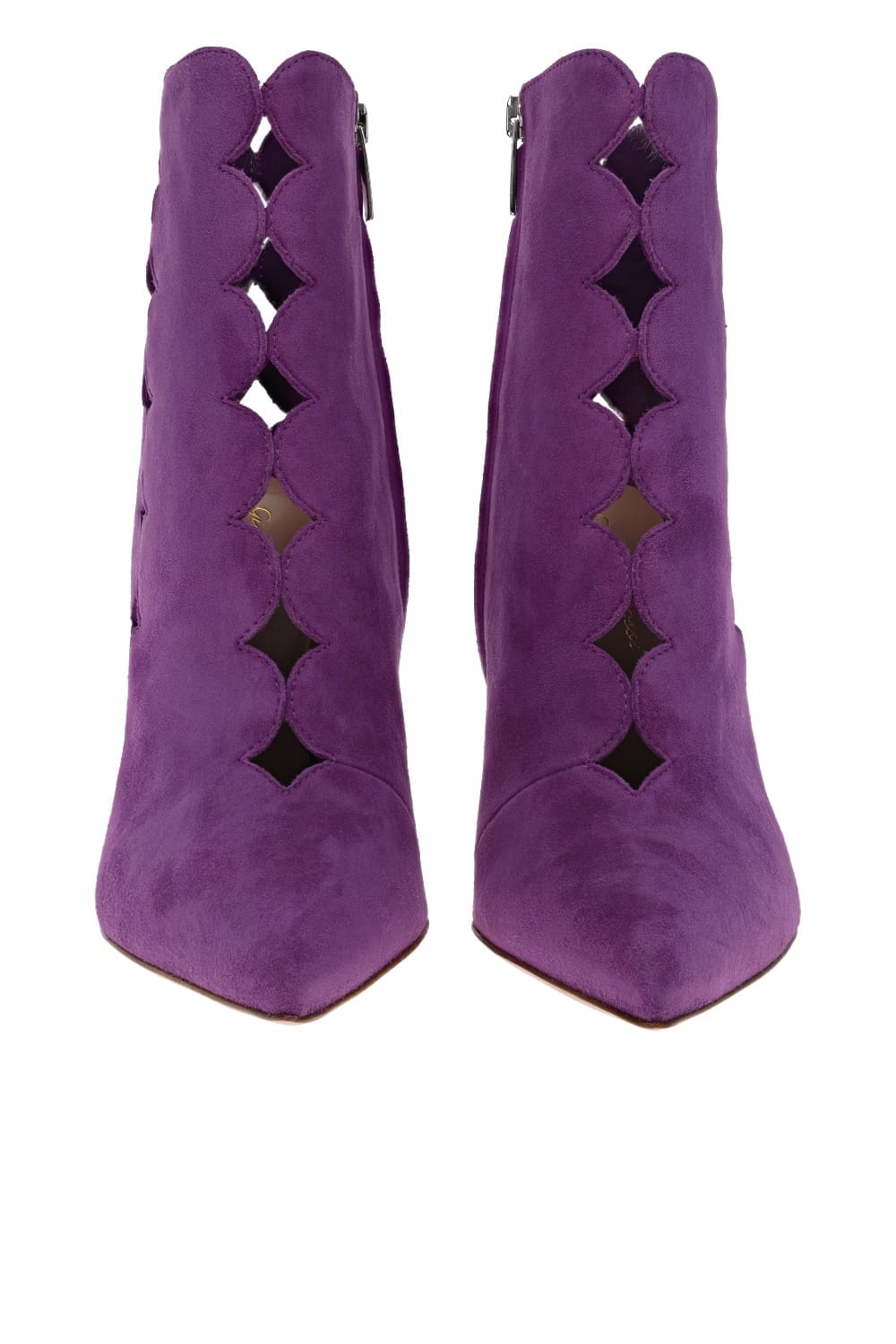 Gianvito Rossi Ariana Purple Suede Cut Out Booties