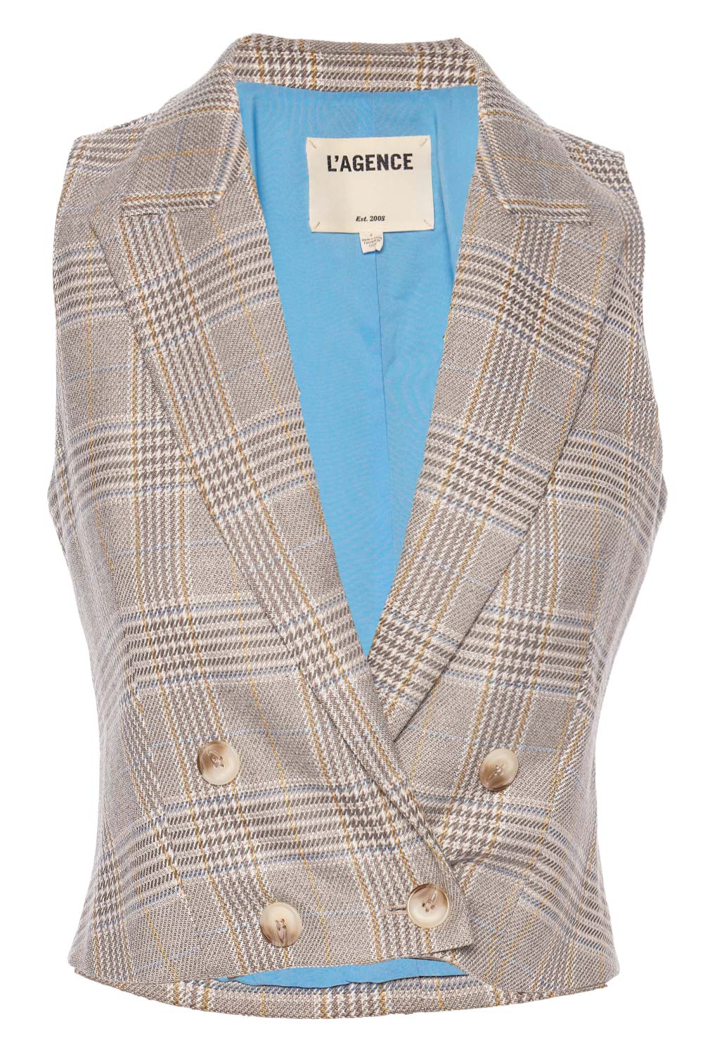 L'AGENCE FABLE DBL BREASTED VEST 1690NOR IVORY/NEUTRAL MULTI