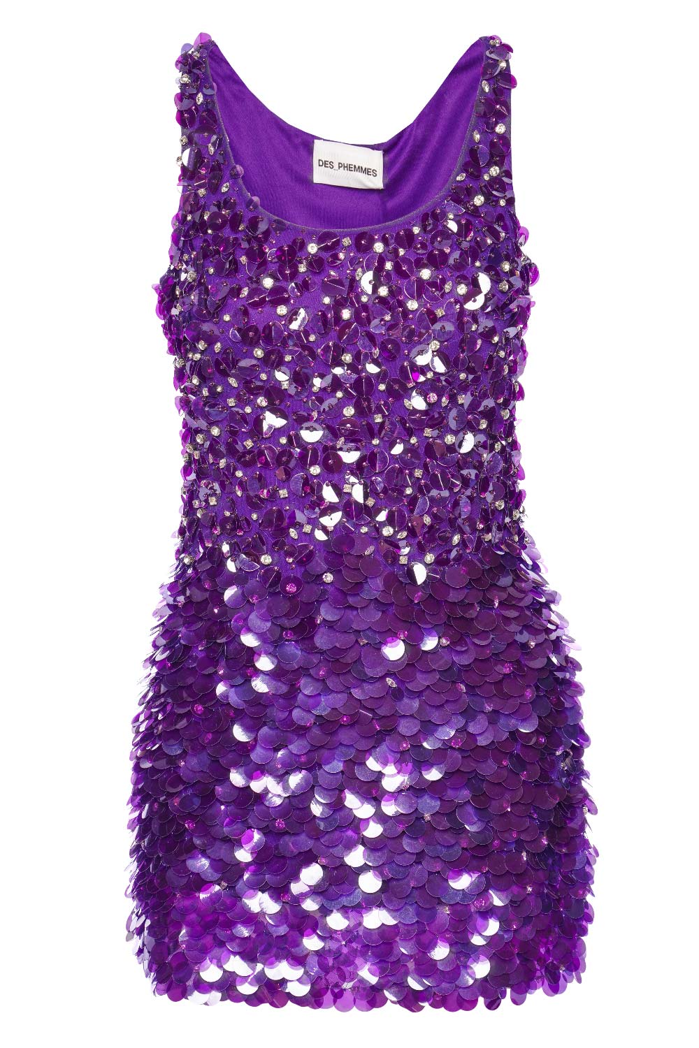 DES_PHEMMES Voilet Tulle Fully Embroidered Mini Dress