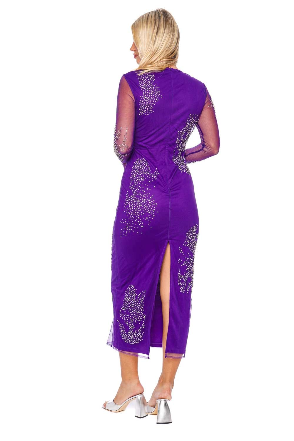DES_PHEMMES Tulle Splash Embroidered Dress DP678A Violet