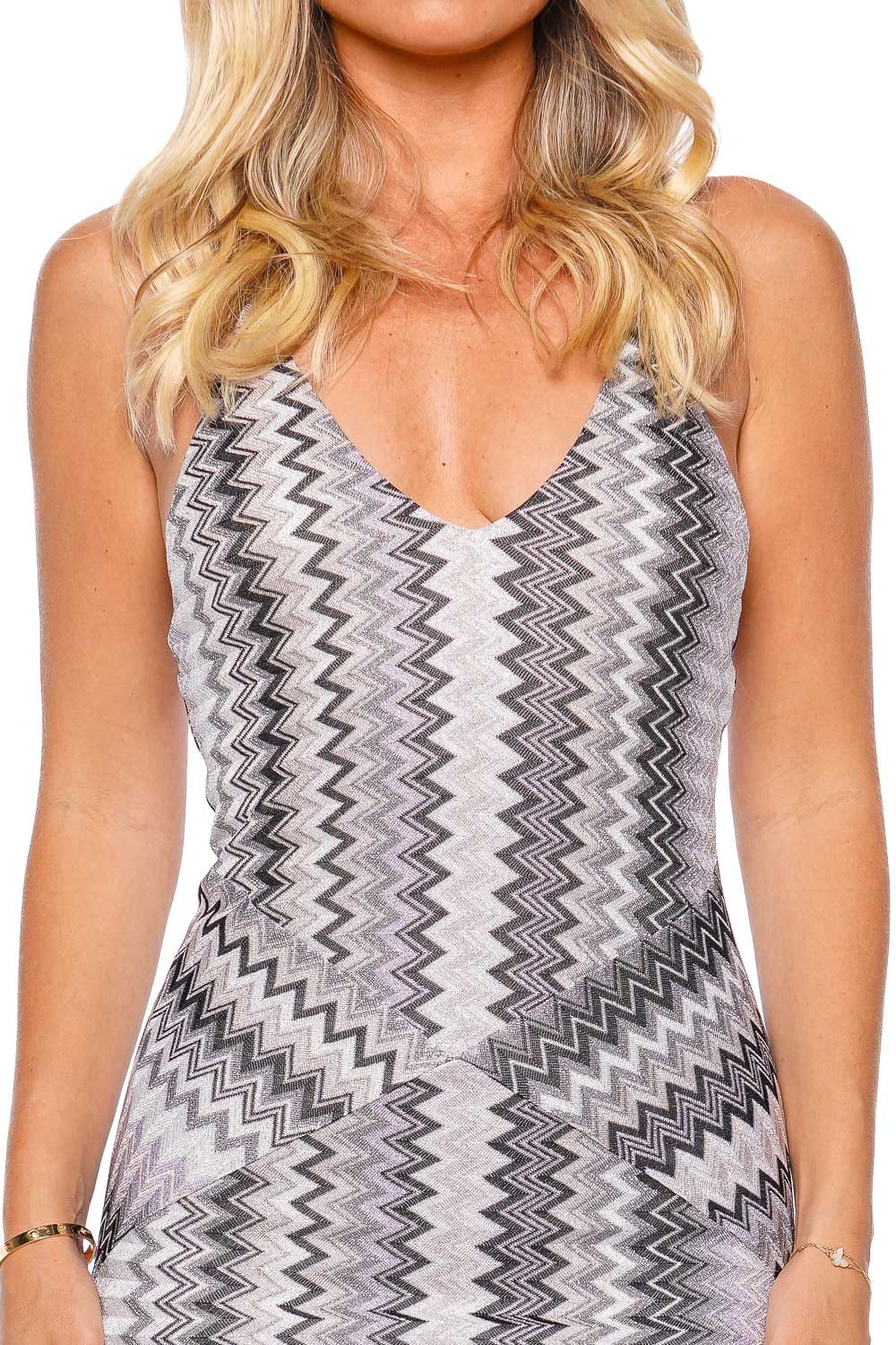 Multi Grey Zig Zag Knit Maxi Dress