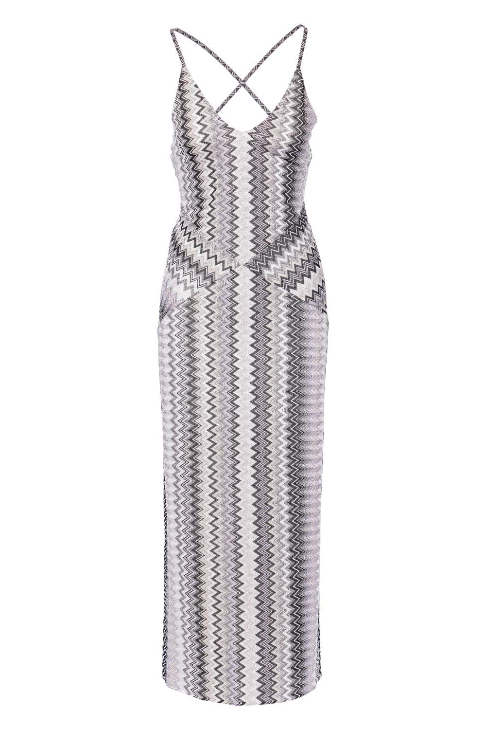 MISSONI Multi Grey Zig Zag Knit Maxi Dress