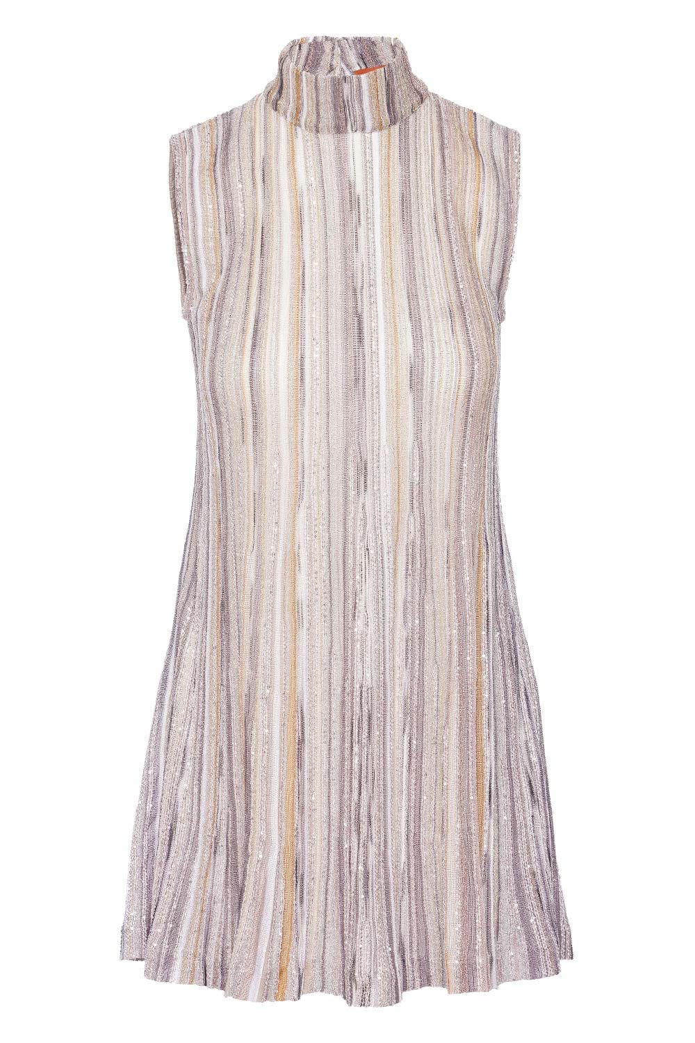 MISSONI Striped Sequin Lilac Multi Sleeveless Mini Dress