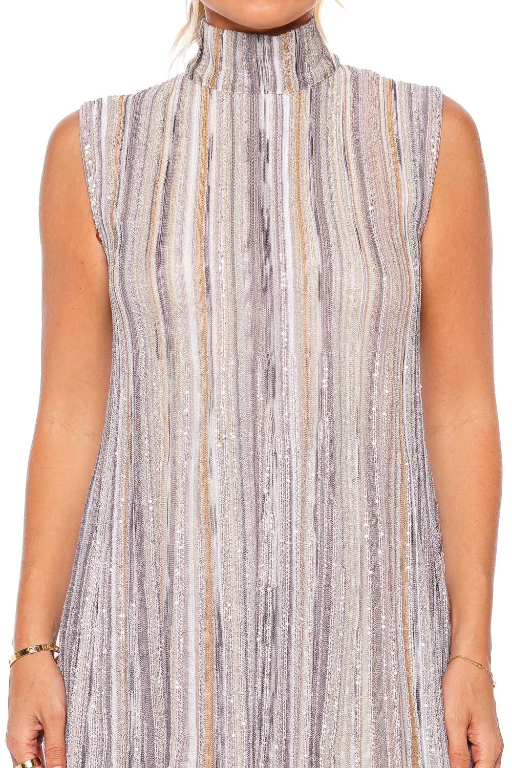 MISSONI SLEEVELESS SHORT DRESS DS23WG57 MULTICOLOR WITH LILAC BASE