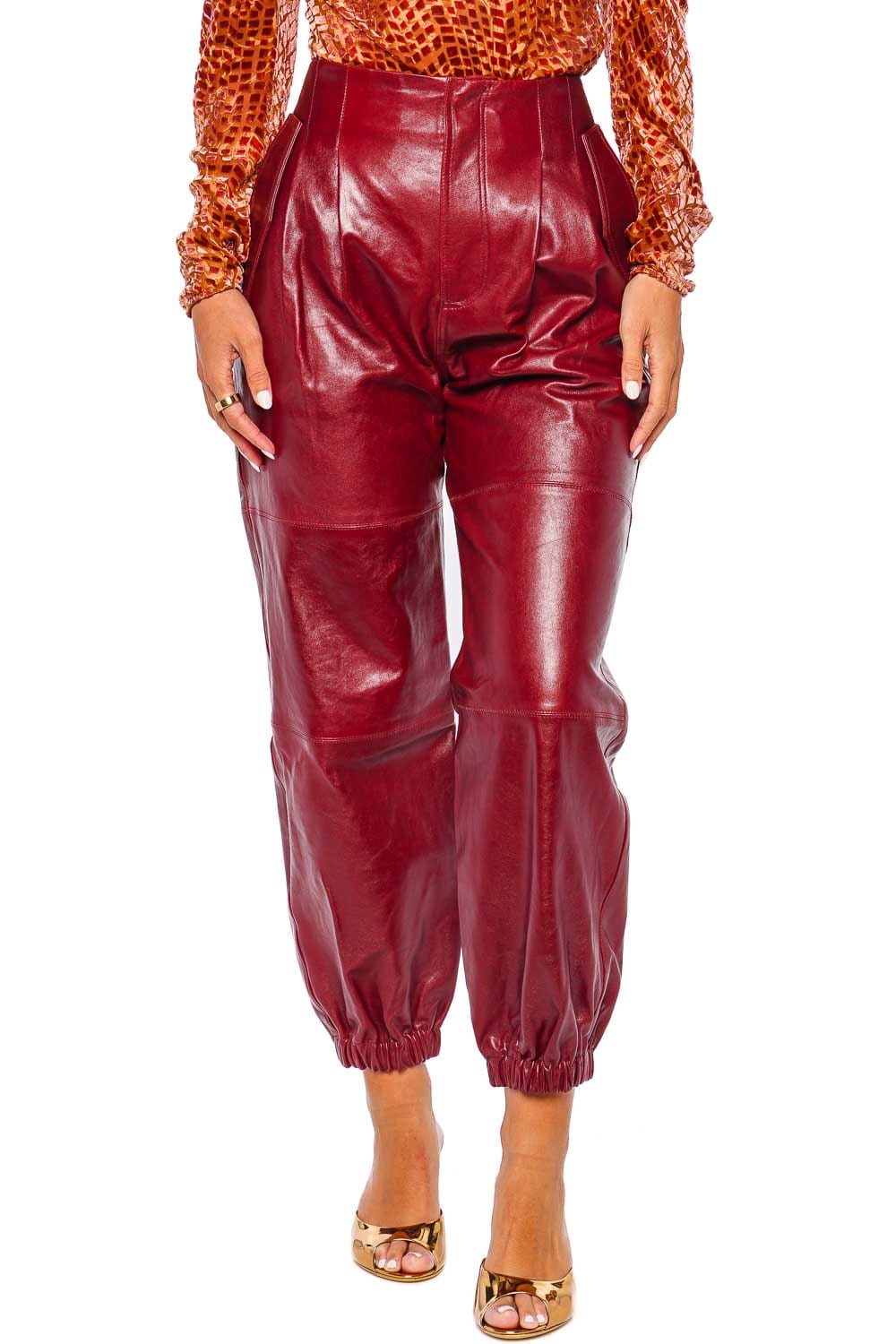 Lola Red Leather Leggings