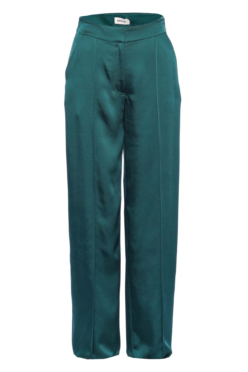 SIMKHAI Kyra Emerald Satin Wide Leg Pants