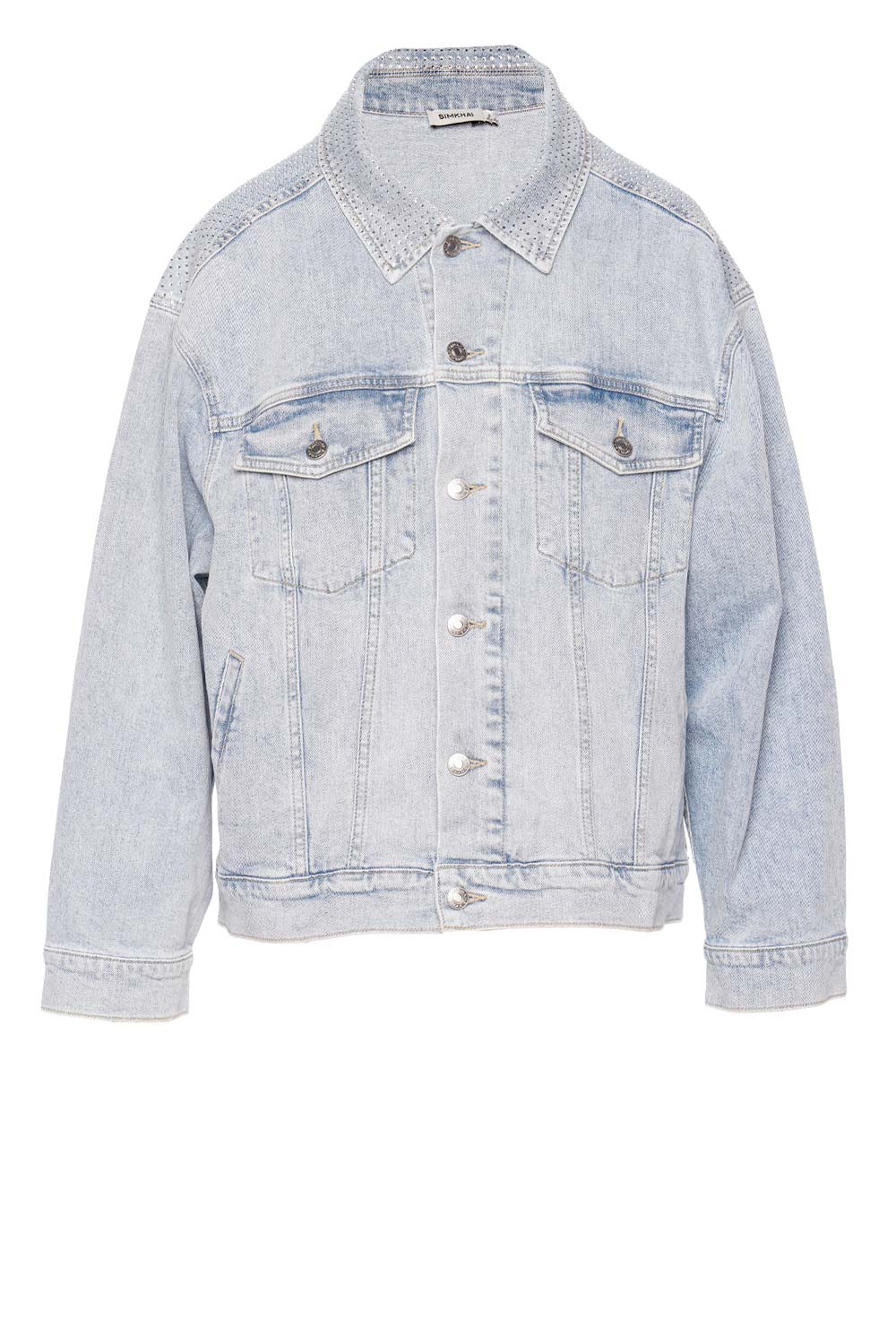 SIMKHAI Lambert Crystal Embellished Denim Jacket