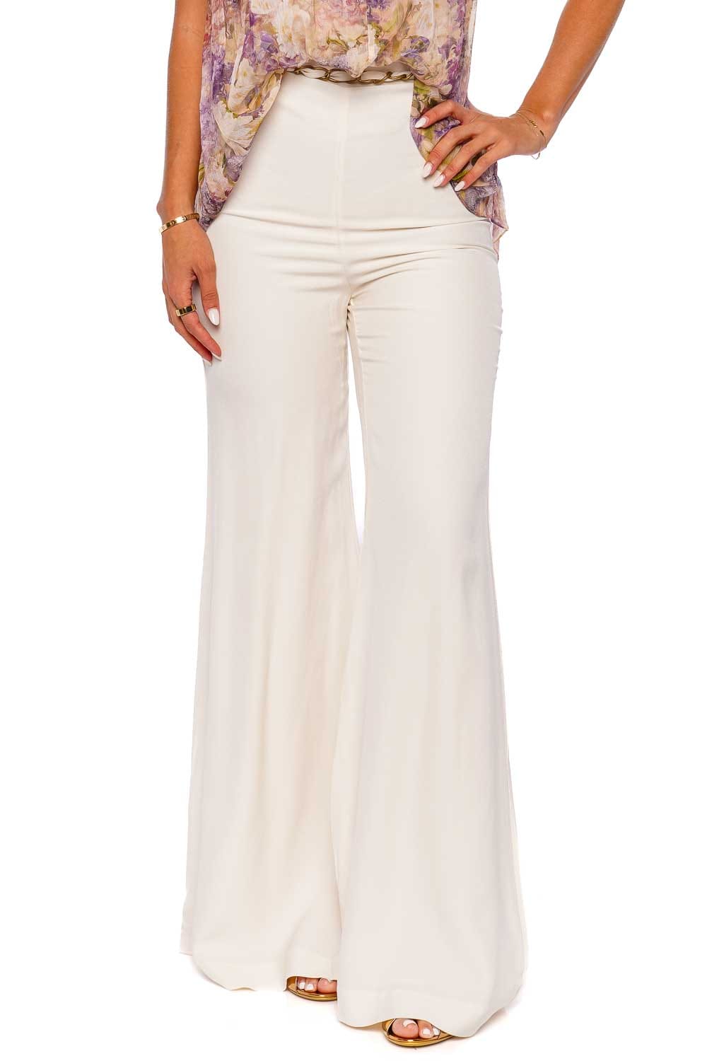ZIMMERMANN Cream Skinny Flare Belted Pant