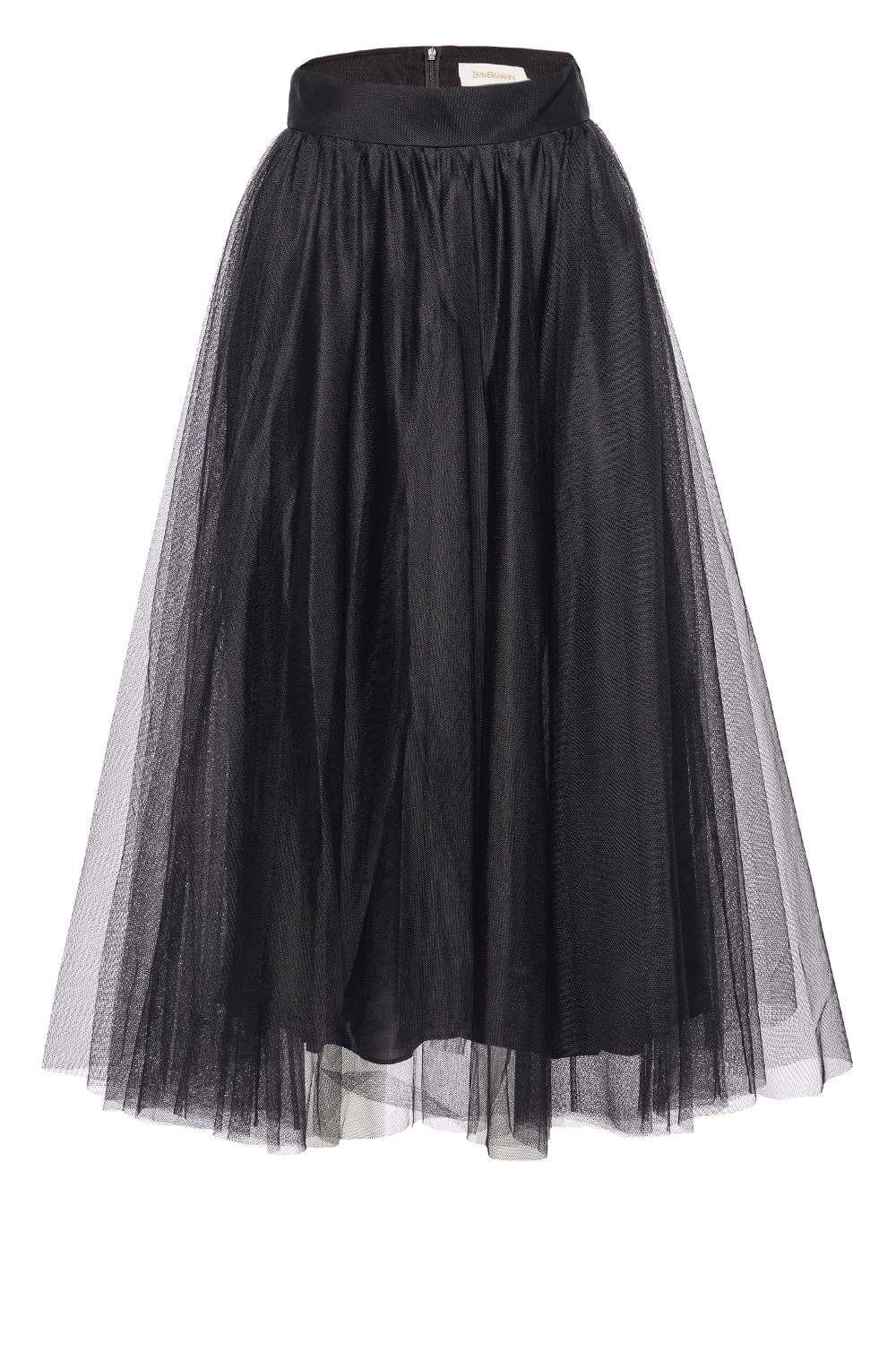 ZIMMERMANN Black Tulle Midi Skirt