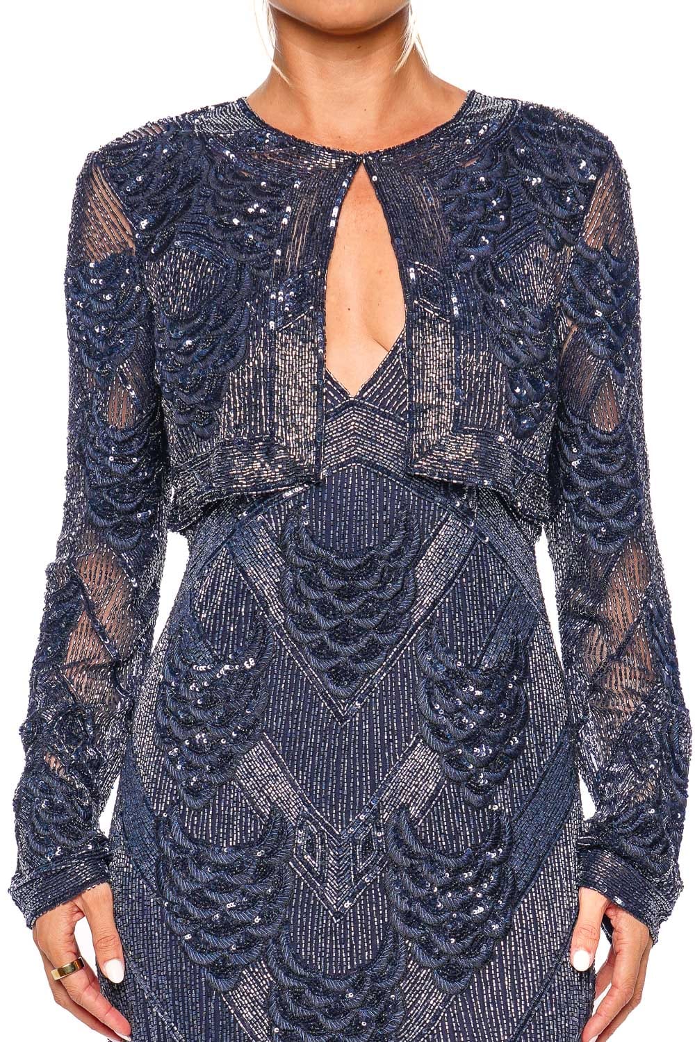 Naeem Khan PETAL EMBROIDERED BOLERO F23-206B NAVY