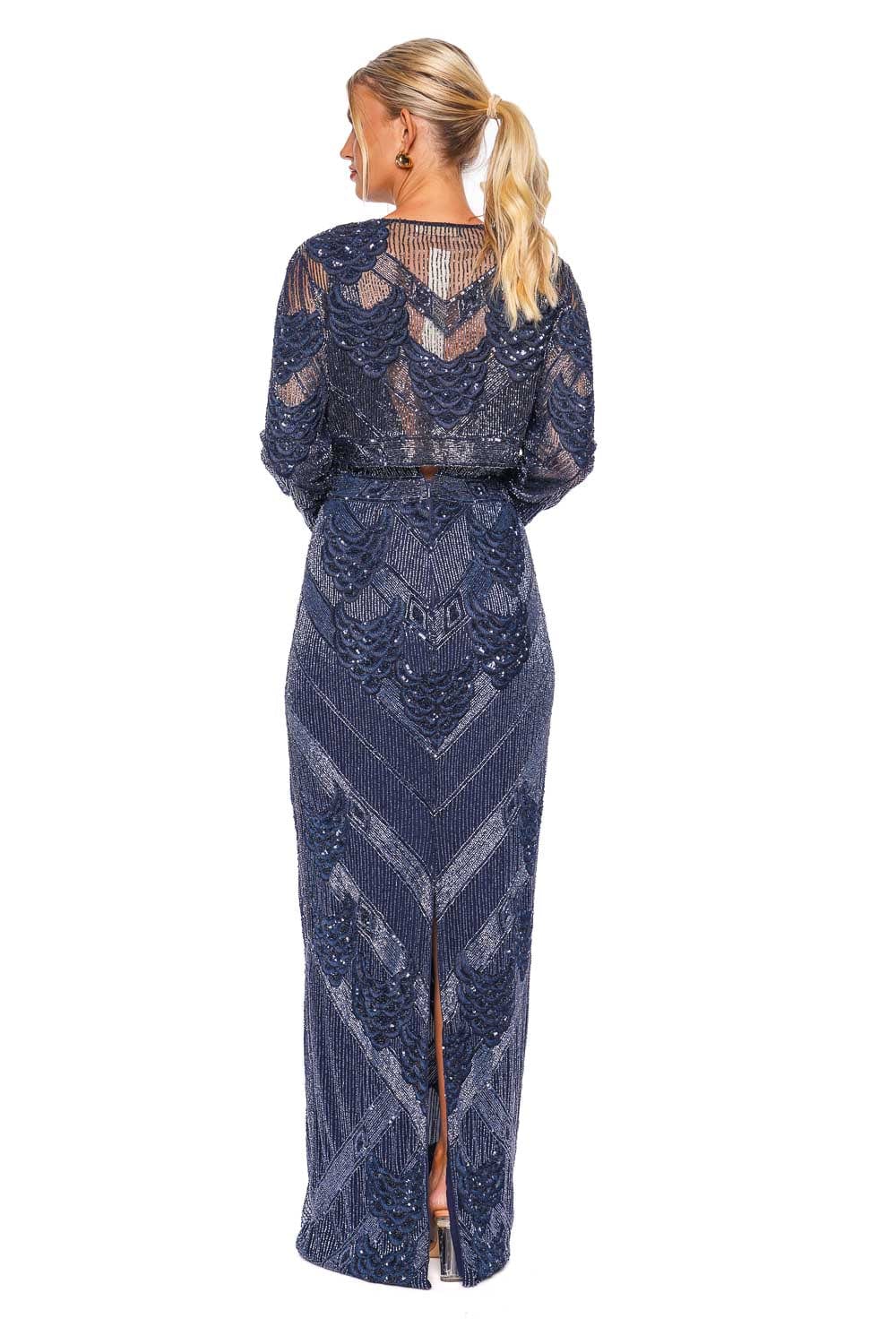 Naeem Khan PETAL EMBROIDERED BOLERO F23-206B NAVY