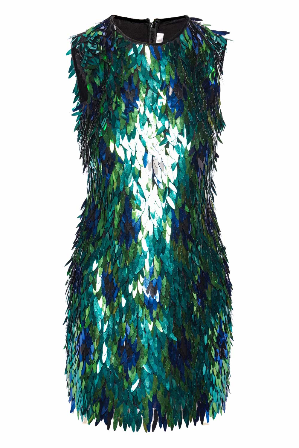 Naeem Khan Sequin Sleeveless Jewel Neck Mini Dress