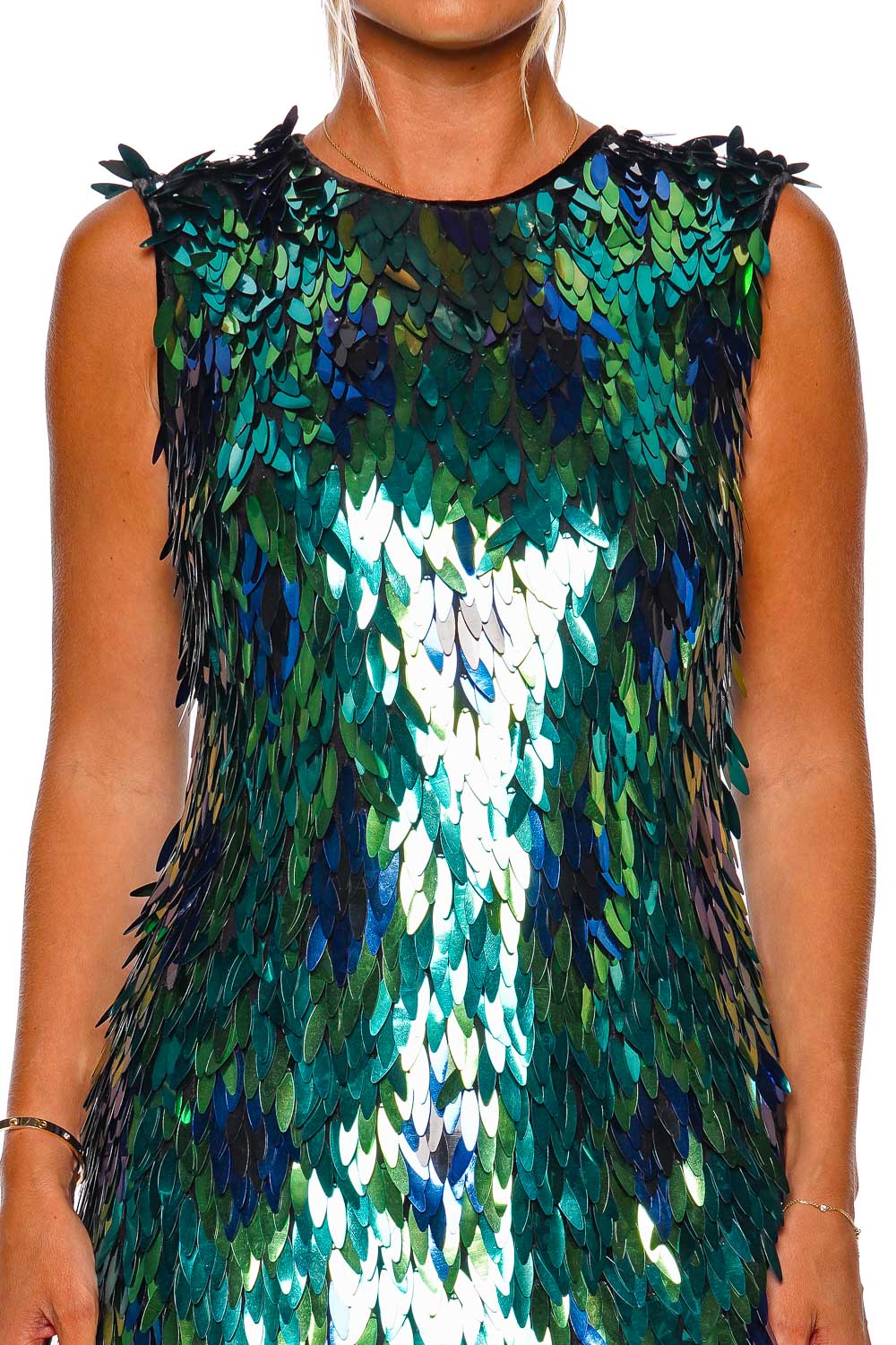 Naeem Khan Sequin Sleeveless Jewel Neck Mini Dress