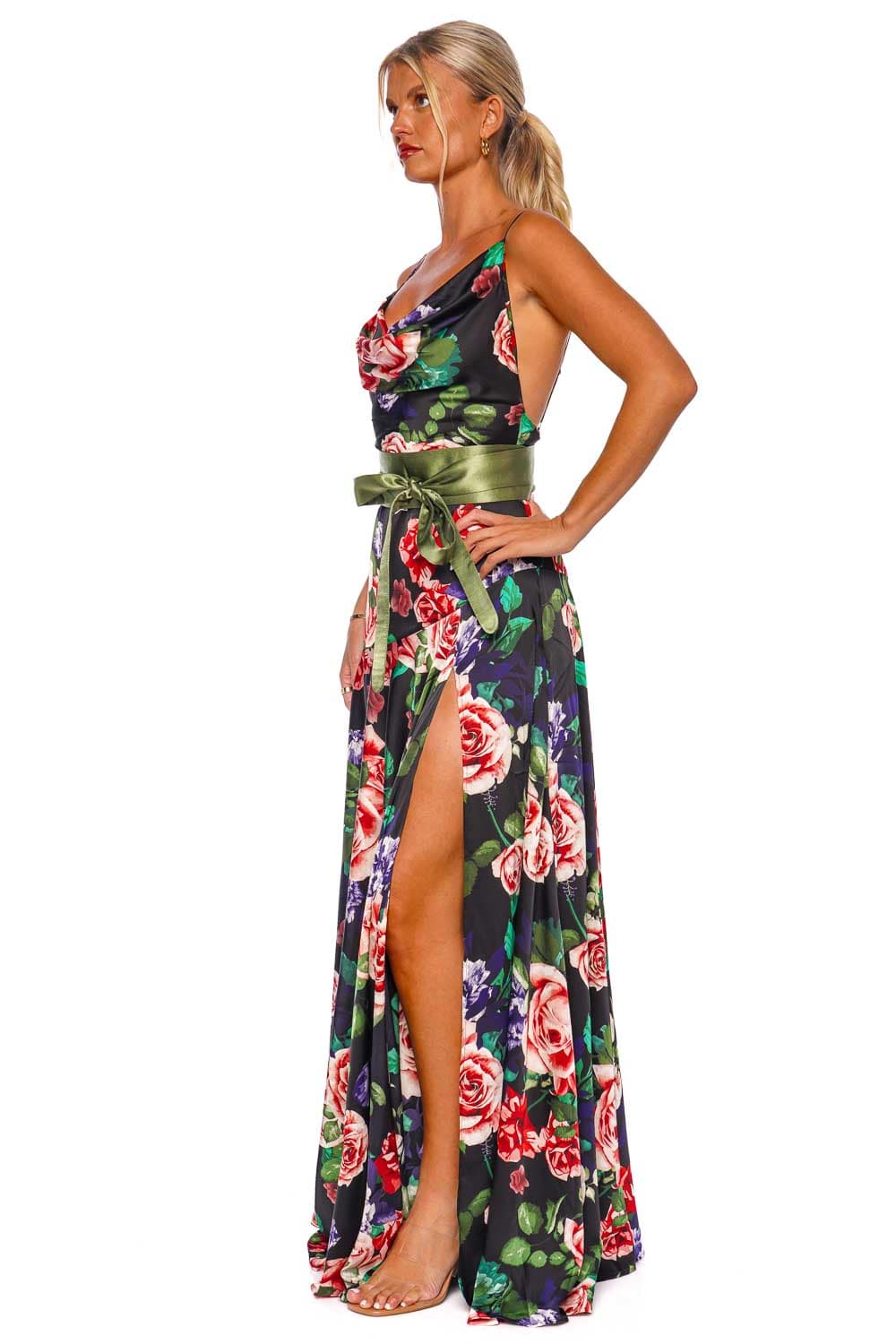 Printed satin clearance gown