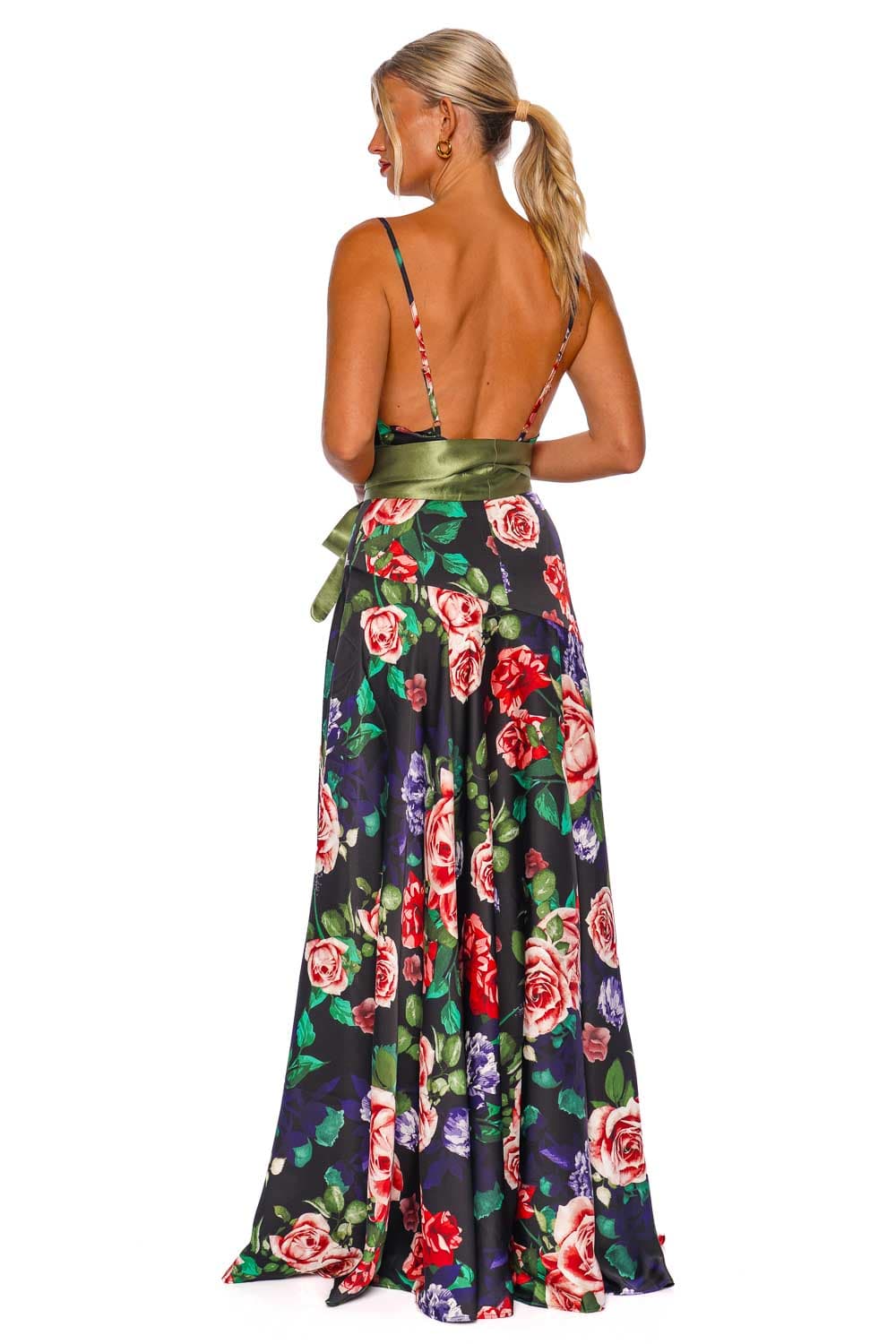 Bronx and Banco Leo Rose Printed Satin Gown