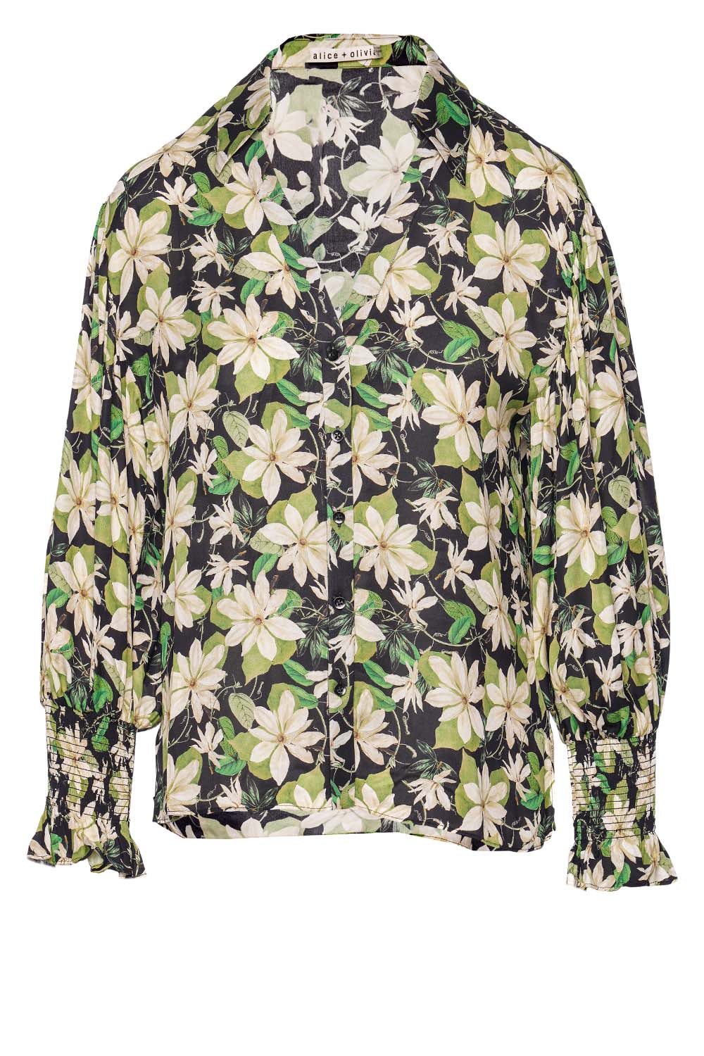 ALICE + OLIVIA Julius Moonlight Floral Button Down Blouse