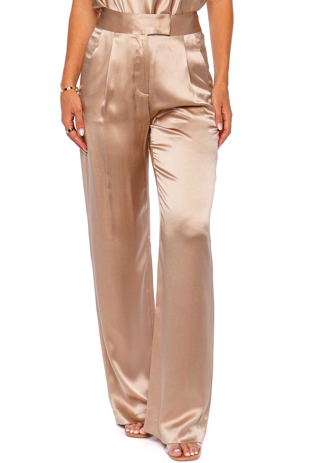 Champagne wide shop leg trousers