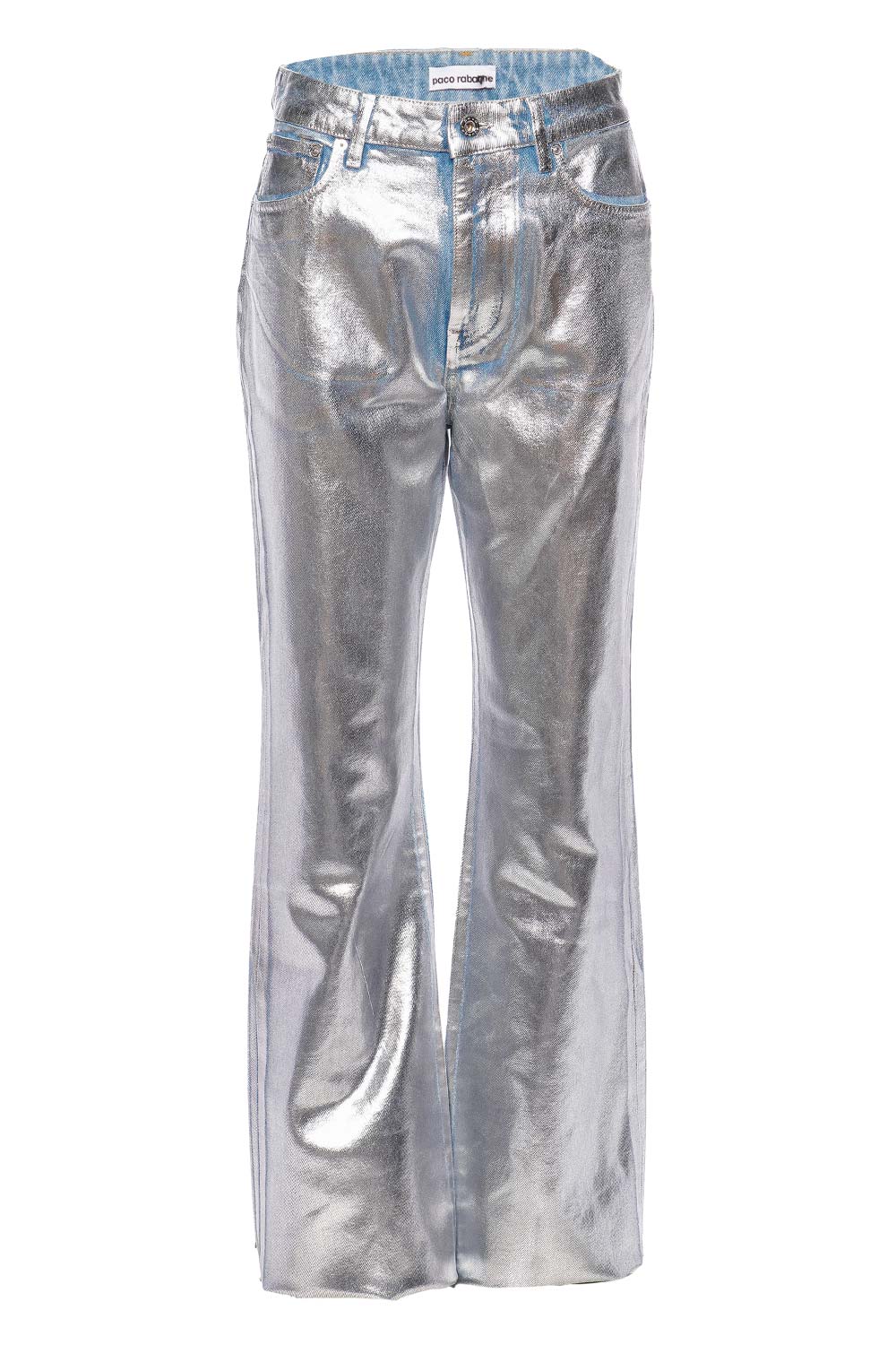 Paco Rabanne Metallic Coated Straight Leg Jeans