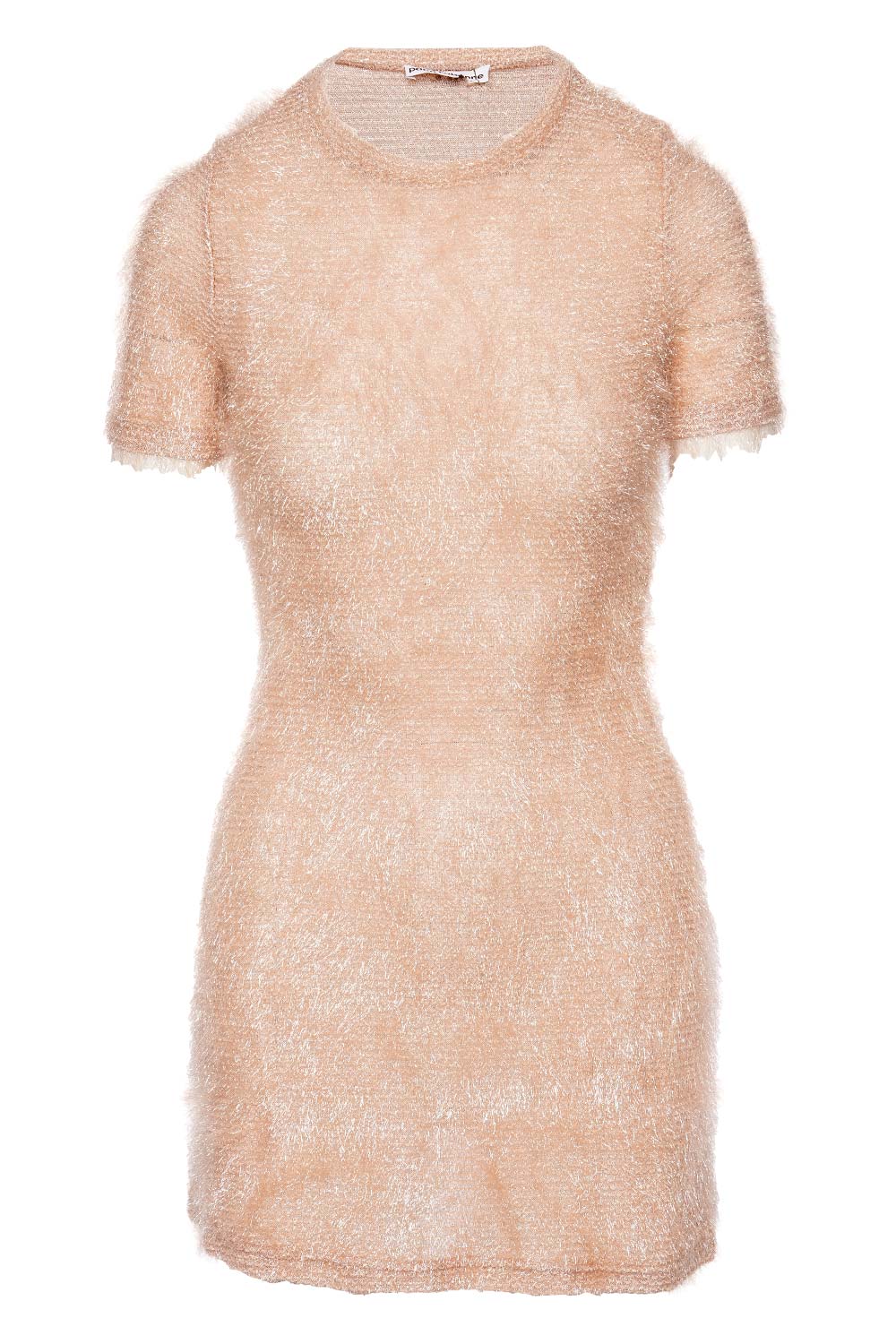 Paco Rabanne Light Pink Eyelash Short Sleeve Mini Dress