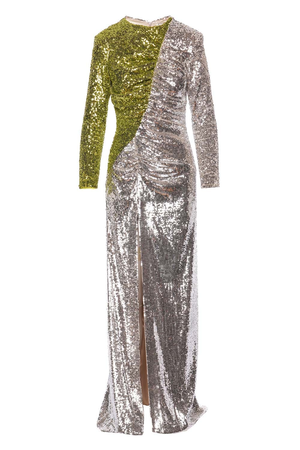 The New Arrivals by Ilkyaz Ozel Iman Lime Fusion Sequined Maxi Dress