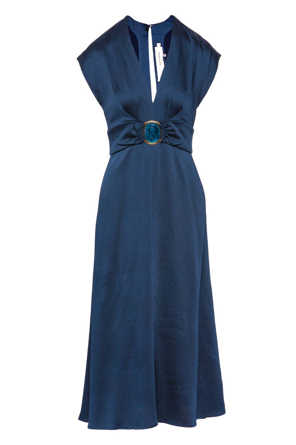 Silvia Tcherassi Emmeline Navy Stone Embellished Midi Dress