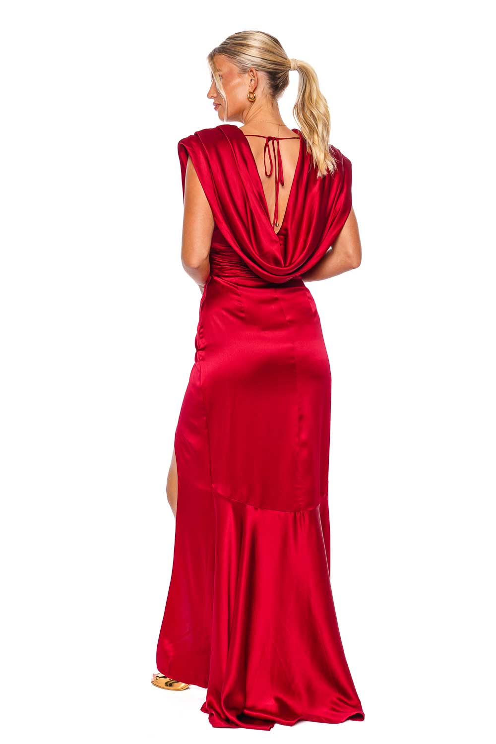 Andres Otalora Cayena Wine Silk Charmeuse Maxi Dress