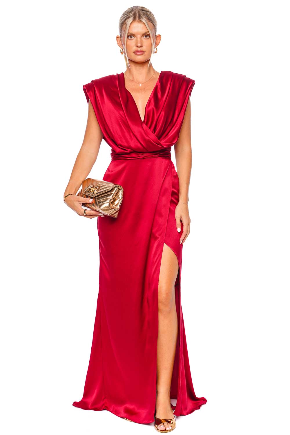 Andres Otalora Cayena Wine Silk Charmeuse Maxi Dress