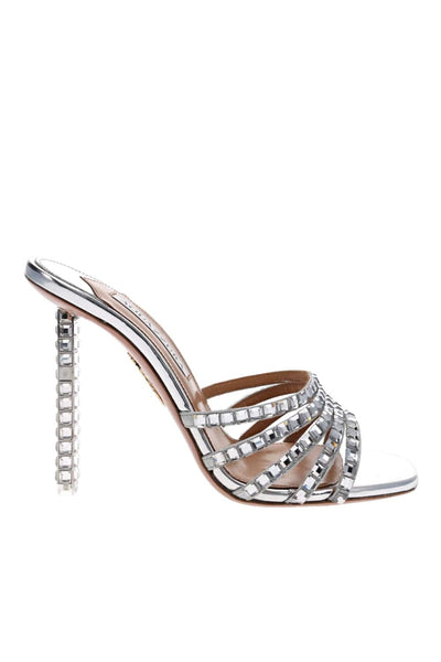 Rock Chic Silver Crystal Leather Mules