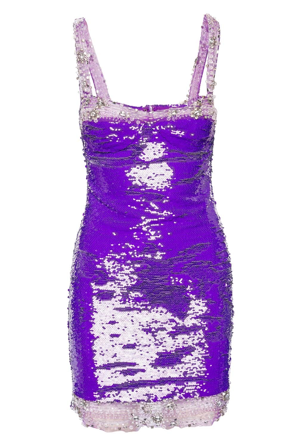PatBO Purple Crystal Beaded Sequin Mini Dress