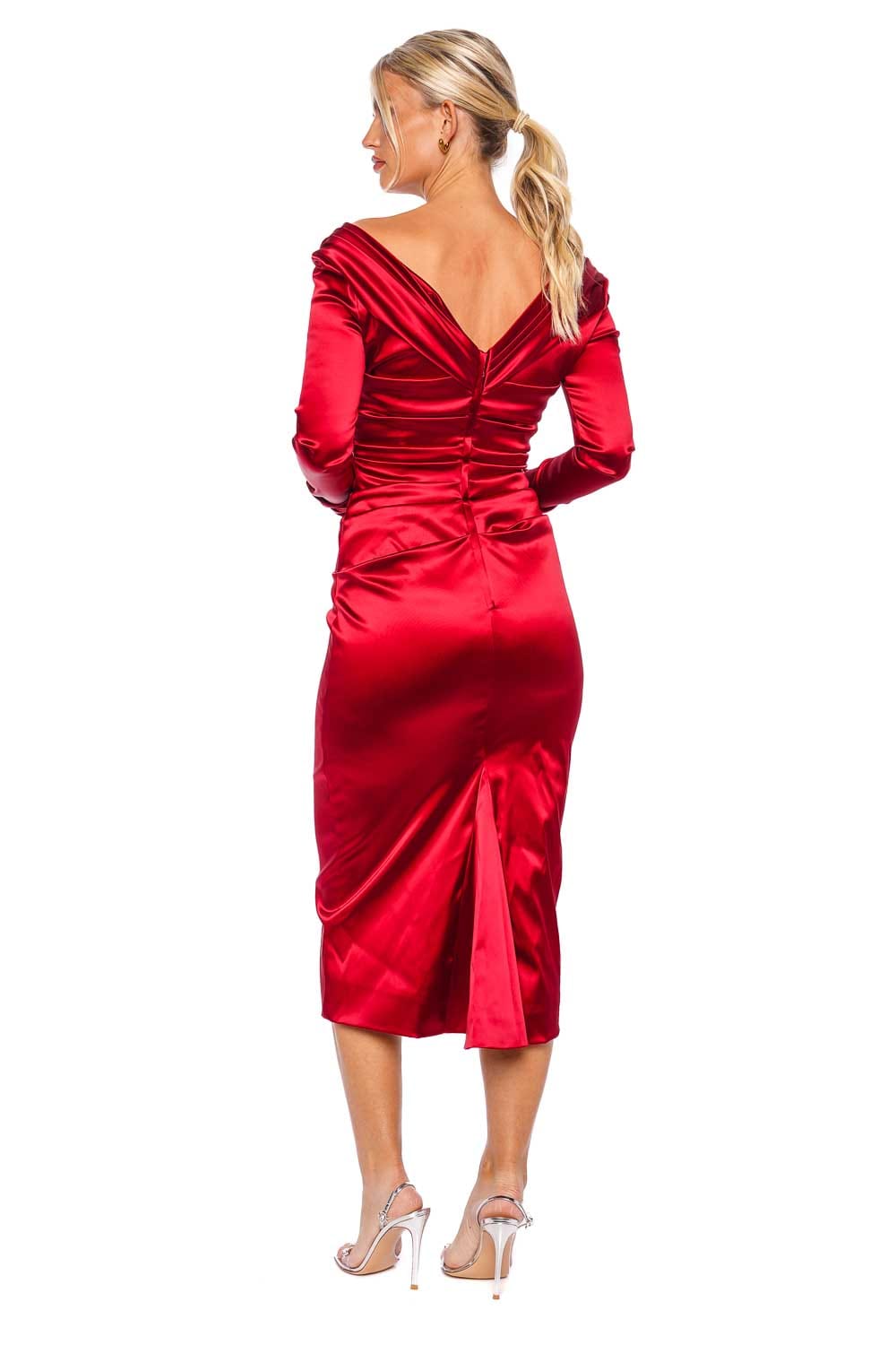 Dolce & Gabbana Red Long Sleeve Dress F6DJFT FURAD R0384 Grenade