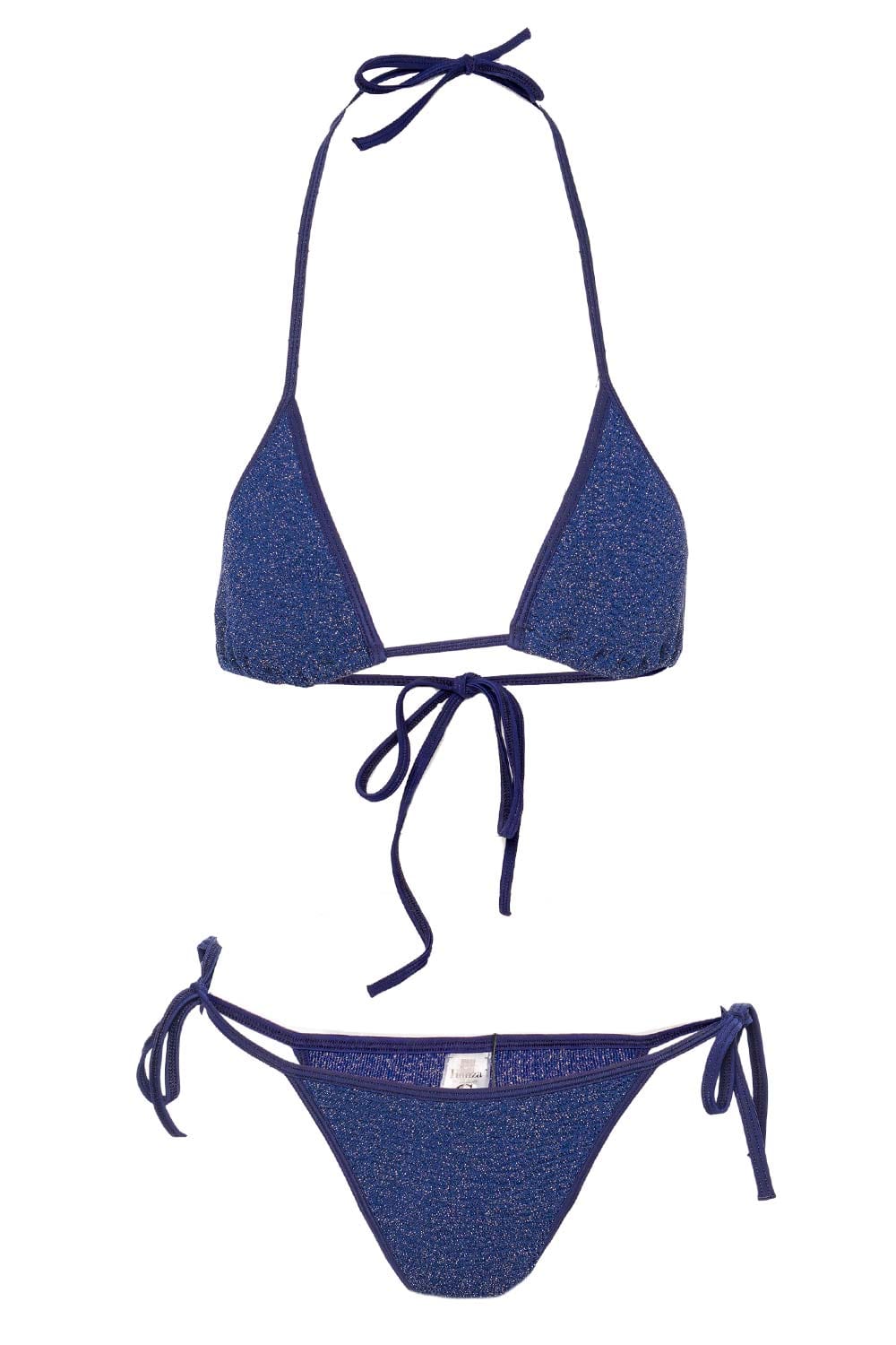 Hunza G Gina Navy Shimmer Triangle Bikini Set
