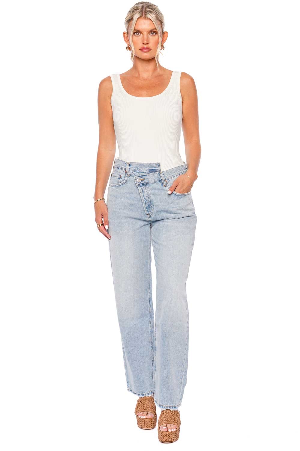 Criss Cross Wired Straight Leg Jeans