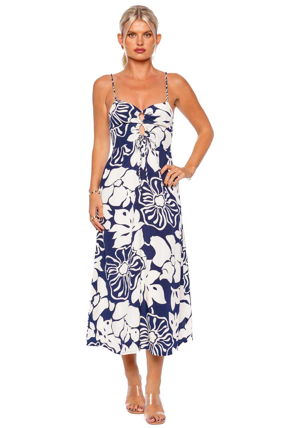 Faithfull The Brand Bea Navy Mica Floral Midi Dress