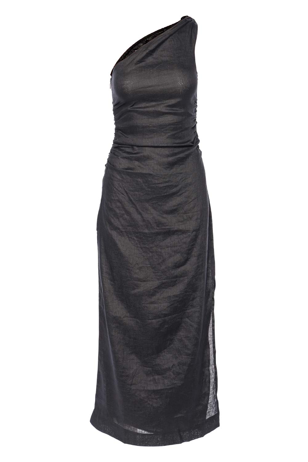 Faithfull The Brand Jomana Black Linen Midi Dress