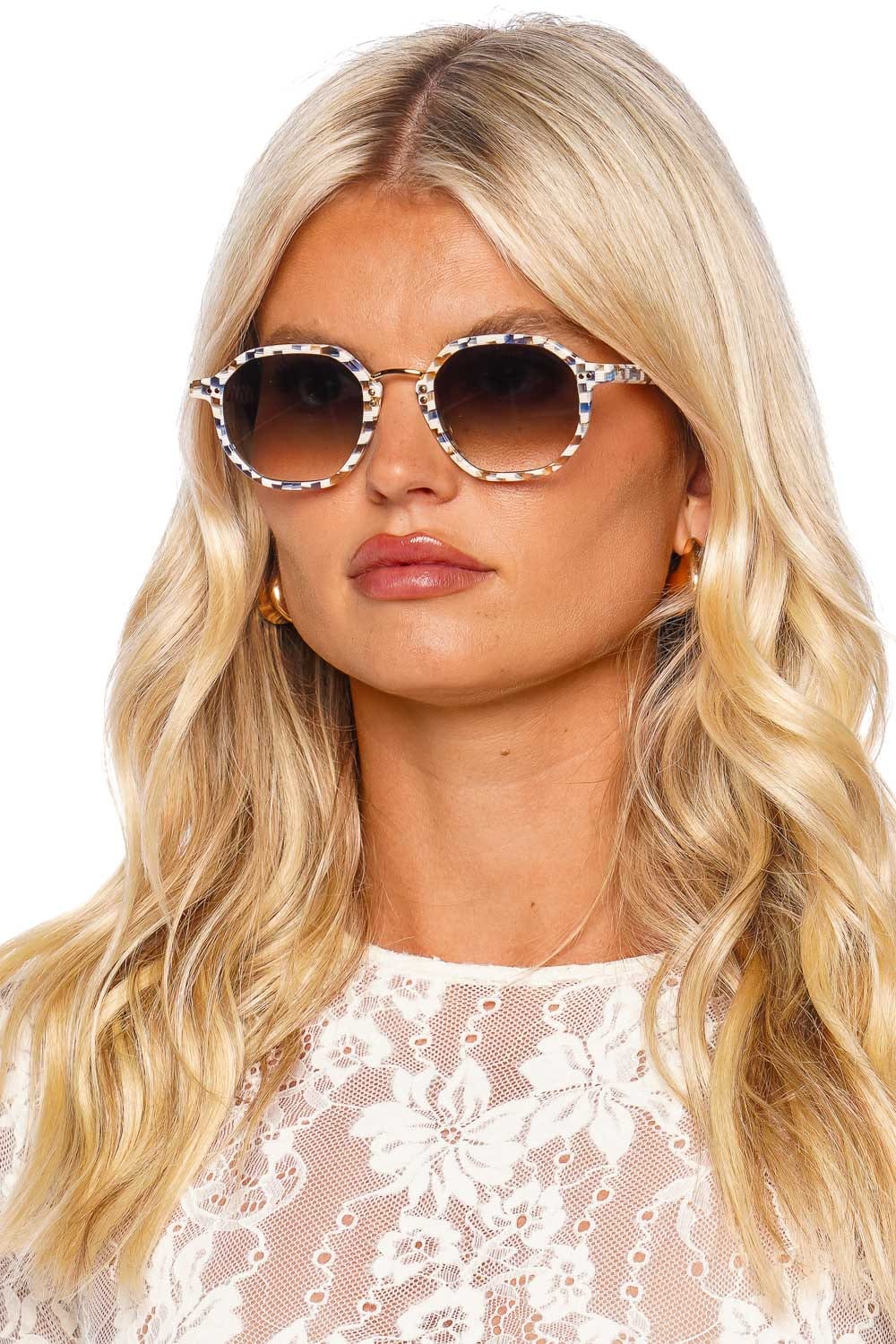 KREWE Dakota Pincheck Acetate Sunglasses