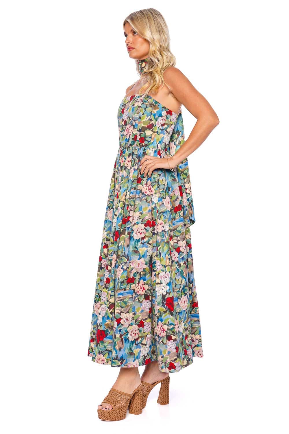 Glynis Floral Scarf Tie Midi Dress