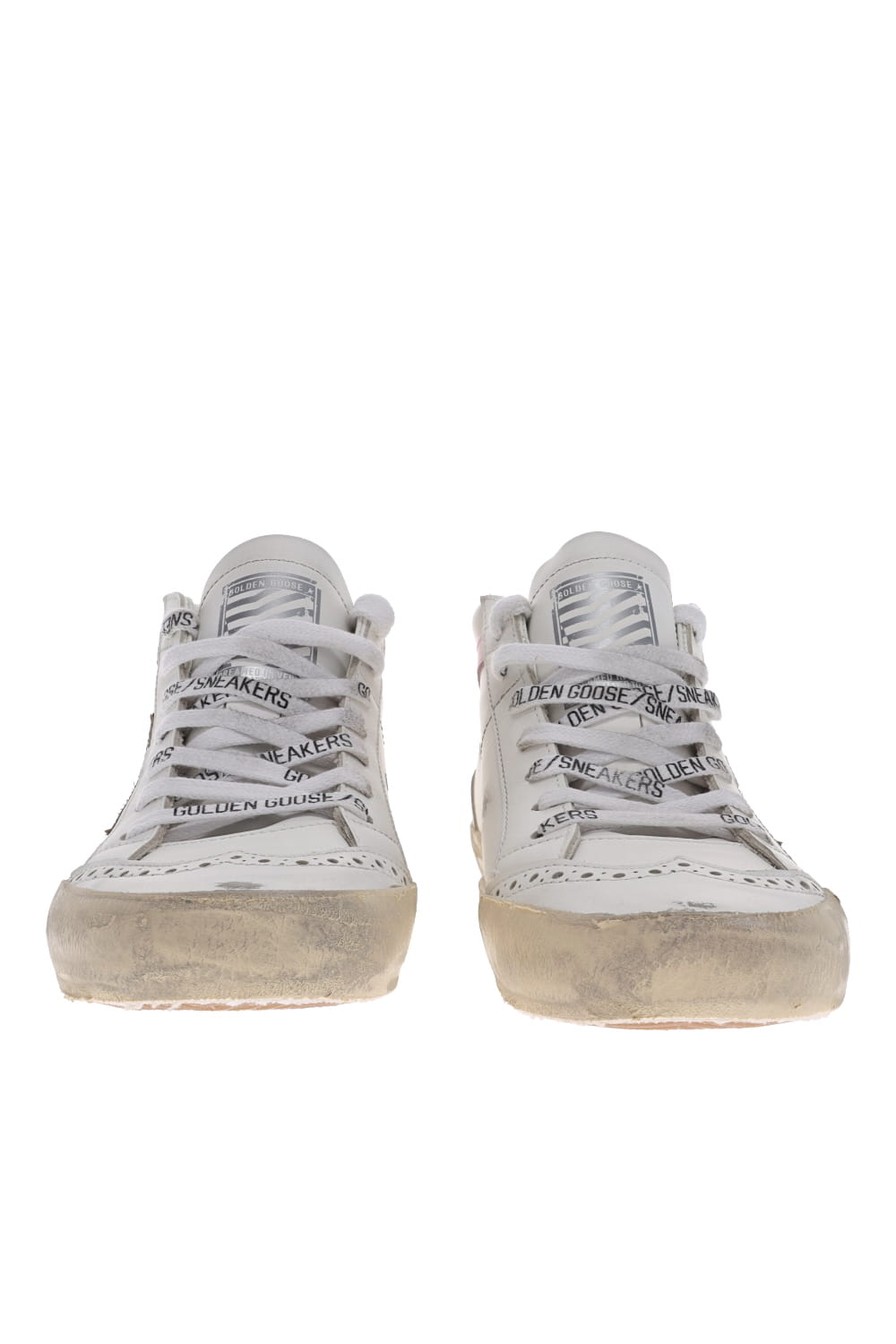 Golden Goose MID STAR LEATHER UPPER AND WAVE LAMINATED STAR GWF00122.F005413.11115 WHITE/SILVER/PINK